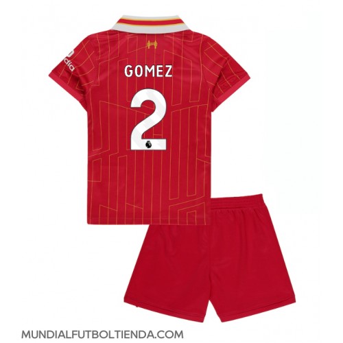 Camiseta Liverpool Joe Gomez #2 Primera Equipación Replica 2024-25 para niños mangas cortas (+ Pantalones cortos)